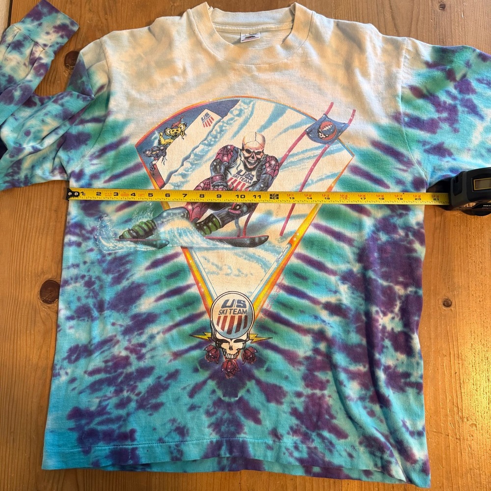 Vintage Grateful Dead US Ski Team Winter Tour Tie Dye Shirt Large Single Stitch - Picture 7 of 11
